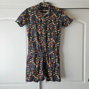 Zesties Romper Mens XXL Confetti Print Birthday Retro 80s 90s Short 5" Inseam